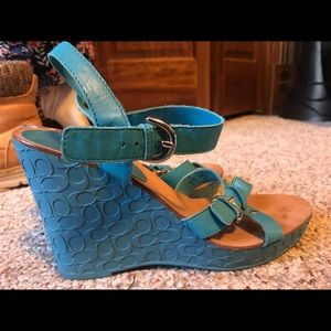 Turquoise COACH Wedge Heel